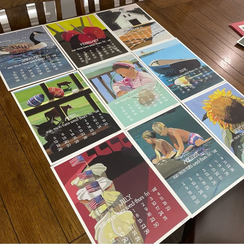 Kate Libby 12 Calendar Posters For 1992 Art 11” x 14